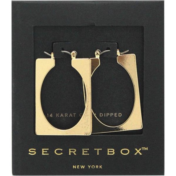 SECRET BOX NEW YORK 14K GOLD DIPPED CUT OUT HOOP EARRING (P) - Picture 1 of 1